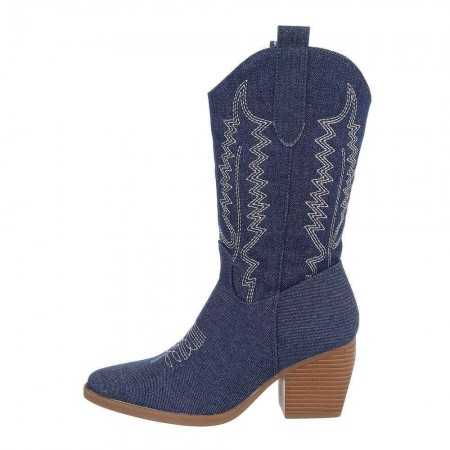 Magnifique chaussures pour femme bottines à talon western en denim avec bout pointue à l'avant.