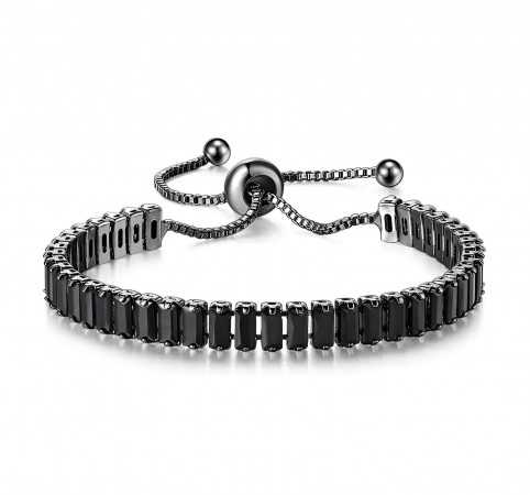 Sublime bracelet rivière bijoux pour femme réglable en zircon all black.