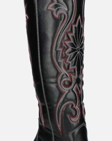 CHAUSSURES FEMME BOTTES HAUTES TEXANE BRODERIE ROUGE BLANC MISS LOANE