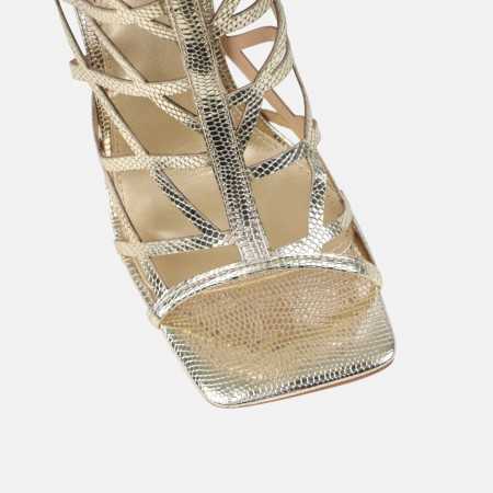 Chaussures pour femme style cage en or croco.