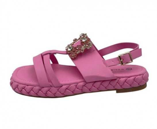 Craquez pour ces magnifiques chaussures sandales plates à plateform avec bijoux sur le devant pour un look d'été ultra stylé !