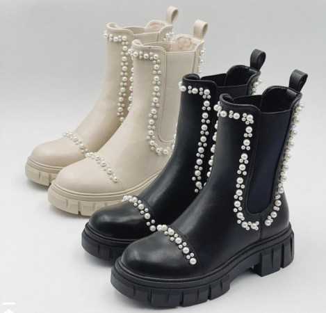 Miss Nina chaussures femme bottines perlées noir talon épais crampon shoes boots bottes femme kim kardashian pas cher