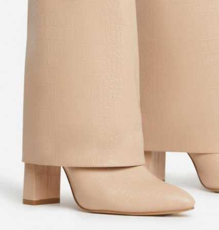 MISS HOLLY Chaussures pour femme bottes hautes croco à talon beige