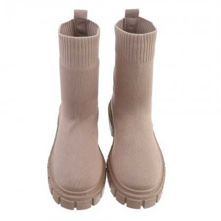 MISS SHANA chaussures femme bottes bottines plates chaussette noir semelle platform beige nude