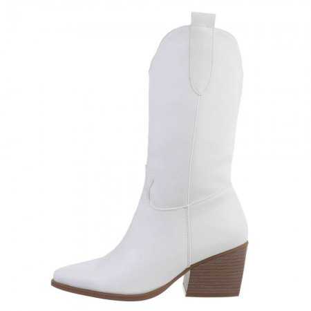 MISS SIDNEY chaussures femme bottes bottines western en faux cuir blanc talon épais confort cowboy coachella