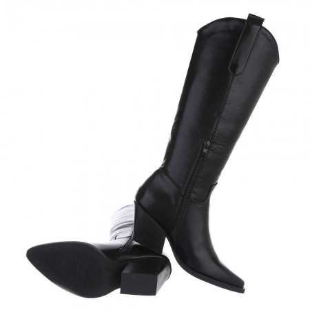 MISS MIA Chaussures femme bottes hautes western boots noir simili cuir