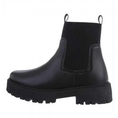 MISS DARIA Chaussures bottines courtes chaussette et simili cuir semelle epaisse chelsea boots noir hivers 2022 2023