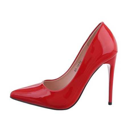 MISS MADELINE Chaussures femme escarpins talon aiguille bout pointue rouge vernis