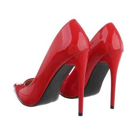 MISS MADELINE Chaussures femme escarpins talon aiguille bout pointue rouge vernis