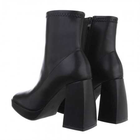 MISS DANA Chaussures pour femme bottes bottines courtes platform talon épais carré noir