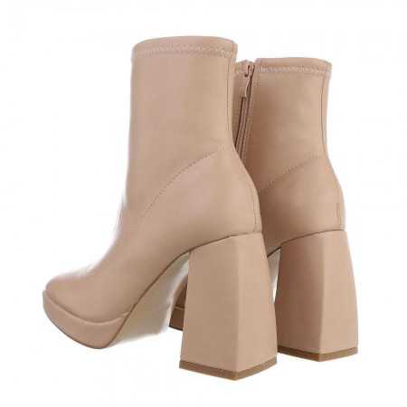 MISS DANA Chaussures pour femme bottes bottines courtes platform talon épais carré beige