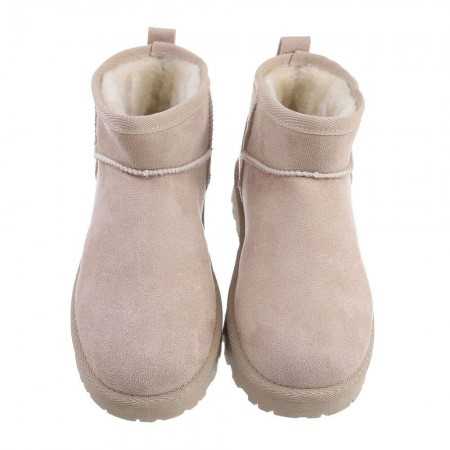 MISS FRIDA Chaussures femme bottes fourrées courtes beige neige froid