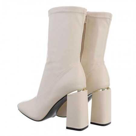 MISS DIXON Chaussures pour femme bottes bottines talon épais bloc carré confort de marche beige