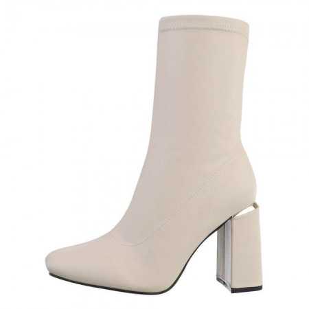 MISS DIXON Chaussures pour femme bottes bottines talon épais bloc carré confort de marche beige