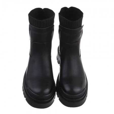 MISS JANA Chaussures pour femme bottes bottines simili cuir façon chaussette noir