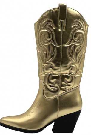 MISS SANTANA Chaussures pour femme bottes hautes western ocre métallique
