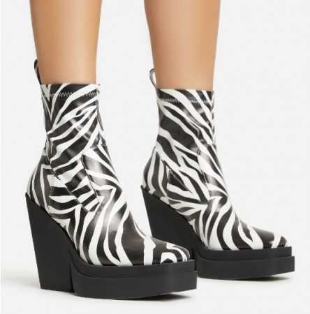 MISS HOLLY Chaussures pour femme bottes bottines compensées zebre zebra