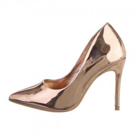 MISS TESSA Chaussures femme escarpins pointues à talon élégant chic shoes champagne rose gold