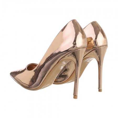 MISS TESSA Chaussures femme escarpins pointues à talon élégant chic shoes champagne rose gold