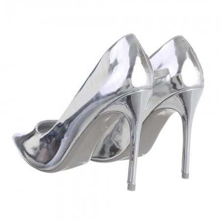 MISS TESSA Chaussures femme escarpins pointues à talon élégant chic shoes champagne argent