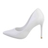 MISS TESSA Chaussures femme escarpins pointues à talon élégant chic shoes blanc vernis