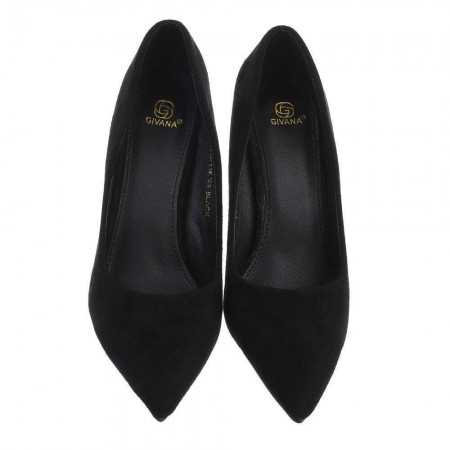 MISS TESSA Chaussures femme escarpins pointues à talon élégant chic shoes noir suedine