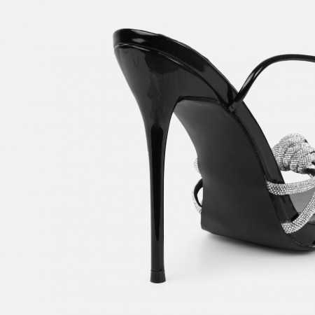 MISS LOWE DIAMANTE STRASS Magnifique chaussures pour femme talon aiguille noir nœud strass