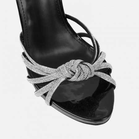 MISS LOWE DIAMANTE STRASS Magnifique chaussures pour femme talon aiguille noir nœud strass