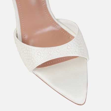 Magnifique chaussures pour femme mules à talon aiguille et strass pour mariage.