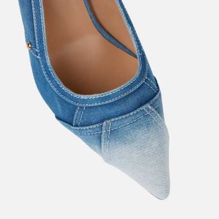 Magnifique chaussures pour femme escarpins avec talon aiguille. Denim collection.